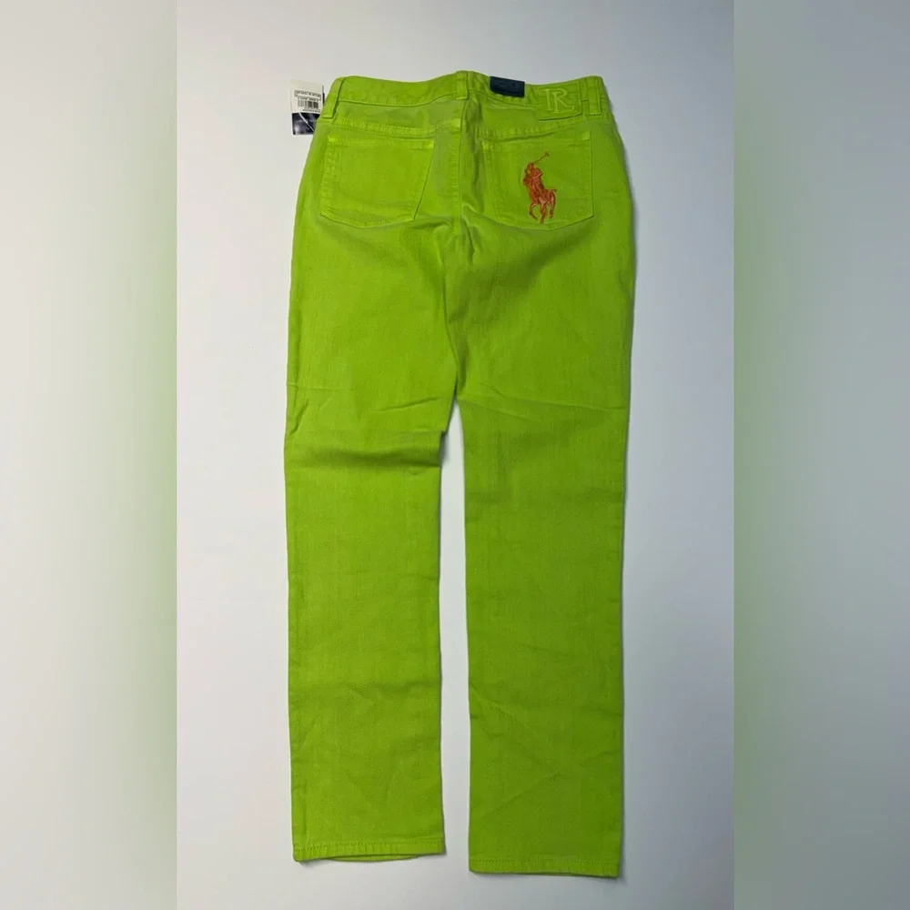 Lot Of 2 Ralph Lauren Bowery Skinny Jeans Girls 12 Big Pony  Yellow /green NWT
